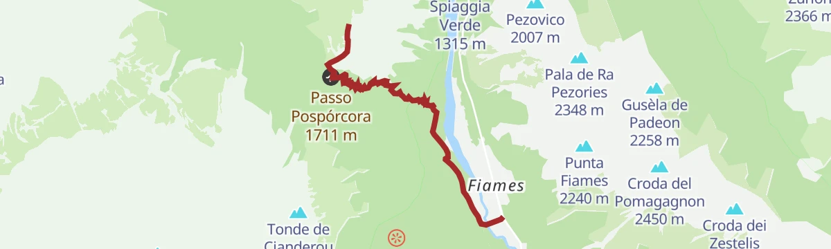 Route map: Via Ferrata: Col Rosá - Ettore Bovero